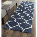 STONEMUNK® Fluffy Super Ultra Soft Handmade Shaggy Carpet for Living Room, Bedroom, Hotel, Hall, Guest Room, Bedside Runner Kitchen Runner - (Blue - Mandir, 2x3 Feet)