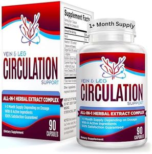 (ALL-IN-1) Vein & Leg Circulation Support Supplement Complex with 8 Active Ingredients | Natural Blood Circulation Booster Formula | Leg & Vein Supplements | Vein Health | 1-Month Supply | 90 Capsules