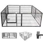 QRDA Metal Dog Playpen,Portable Dog Fence Puppy Playpen with Door,Dog Kennel Outdoor/Indoor,Dog Exercise Pen for Small/Puppy Dogs,Puppy Dog Fence for Yard,Camping,RV 8P-24 inch