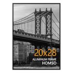 Homso 20x28 Picture Frame in Black- 20 x 28 Picture Frame Metal Aluminum 20x28 Frame Thin Border Poster Frame 20x28 with Shatter-Resistan Acrylic for Horizontal or Vertical Wall Display
