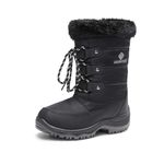 DREAM PAIRS Boys Girls Slip Resistant Faux Fur Lined Knee High Winter Snow Boots, Black, 2 Little Kid