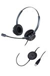 USB Headset with Noise Cancelling Microphone & Mic Mute, Stereo Computer Headphone for Call Center Office Business PC Softphone Calls Microsoft Teams Skype Chat, Clear Voice for Voice Recognition