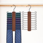 GmeDhc 2 Pcs Tie Hanger for Wardrobe, Wooden Tie Rack, Tie Storage With 20 Hooks, Coat Hangers Space Saving, for Scarves Belts Ties And Accessories