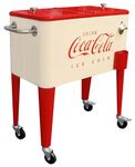 Leigh Country CP 98111 Cream and Red 60 Qt. Coca-Cola Rolling Cooler, Cream & Red