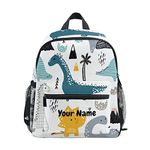 Mnrsuu Custom Kid's Toddler Backpack, Personalized Backpack with Name/Text, Customization Cute Dino Scandinavian Kindergarten Preschool Bag for Girls Boys, Multicolour, One Size