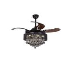 LUXAIRE LUX C0018 Crystal Retractable Blade Chandelier Fan