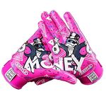 Battle Sports Money Man 2.0 Wide Receiver Football Gloves - Adult and Youth Football Gloves - Ultra Grip Gloves - Adult Large, Neon Pink