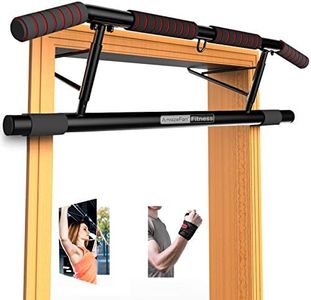 AmazeFan Pull Up Bar Doorway with Ergonomic Grip - Fitness Chin-Up Frame for Home Gym Exercise - 2 Replaceable Accessories - 2 Professional Quality Wrist Straps + Workout Guide -No Installation Needed