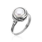 925 Sterling Silver Ring With a Fresh Water Pearl, Hypoallergenic, Nickel and Lead-free, Artisan Handcrafted Designer Collection, Made in Israel, Pearl