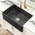 Miuara Black Farmhouse Sink 30 Inch - Widen Large Farm Sink Matte Black 30"x20",9" Deep Fireclay Apron Sink, Farmer Barn Sink, Undermount Kitchen Sink Single Bowl, with 2 Accessories, for Kitchen