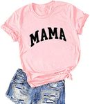 ALAPUSA Women's Mama Bear Letter Print Graphic Tops Casual Short Sleeve Crewneck Mama T-Shirt Pink-Mama XXL