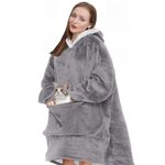 IvyH Oversized Hoodie Blanket, Wearable Sherpa Blanket Hooded Sweatshirt Unisex