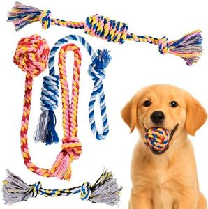 Dog Chew Toys - Puppy Teething Toys- Puppy Chew Toys - Rope Dog Toy - Puppy Toys - Small - Dog Toy Pack - Tug Toy - Dog Toy Set - Washable Cotton Rope for Dogs