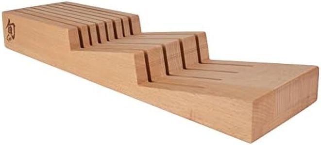 Shun Drawer 7 Slot Kitchen Knife Tray, 18 x 7 x 2.25 inches, Beechwood Block Holder & Organizer, Wood