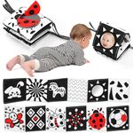 Ajsupojouet Newborn Toys,Black and White High Contrast Baby Book for Newborn Toys 0 3 Months Brain Development,Tummy Time Toys Sensory Infant Toys,Montessori Toys for Babies Essentials 0 6 12 Gifts