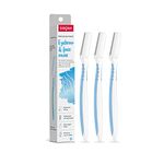 Sirona Reusable Face Razor for Women - 3 Razors (Blue)| Painless Facial Hair Removal | Eyebrow Shaper, Upper Lip, Forehead, Peach Fuzz, Chin, Sideburns & Dermaplaning Tool