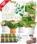 HOME GROWN Deluxe 8 Herb Garden Kit – Best Gifts for Women, Unique Christmas Gardening Present for Mom, Her, Friend – Birthday Gift Gardeners, New Home Housewarming Kitchen Live Plant Starter