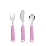 Munchkin Splash Toddler Cutlery Set (Fork, Knife & Spoon), Purple, 3 Count (Pack of 1)