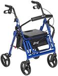 Drive Medical Duet Dual Function Transport Wheelchair Walker Rollator, Blue