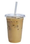 [100 Sets] 20 oz. Clear Cups with Flat Lids for Cold Drinks, Iced Coffee, Bubble Boba, Tea, Smoothie etc.