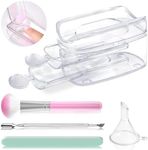 Dip Powder Recycling Tray System, Portable Dip Powder Nail Kit Starter Set with Scoop, Nail Dust Brush, Metal Dual Head Cuticle Pusher and Nail File, Dipping Nail Art Manicure Accessories Makeup Tool, Clear