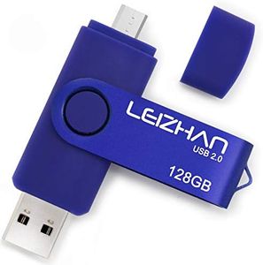 LEIZHAN Micro Flash Drive 128GB USB Drive OTG Micro Android Phone Pendrive Photo Stick USB 2.0 Memory Stick for Samsung Galaxy, Xiaomi,LG,Sony,One-Plus,HTC, Meizu, Blue
