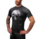 Hayabusa Mens Marvel Hero Elite Short Sleeve Jiu Jitsu Rash Guard - The Punisher, X-Large Black