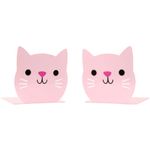 Lovely Pink Cat Kids Bookends Student Book Ends Cartoon Metal Bookends Office Desk School Library Decoration Bookshelf Book Organizer for Christmas Birthday Back to School Gift Gift