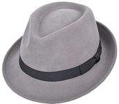 Elegant 100% Wool Trilby Hat Waterproof & Crushable Handmade with Grosgrain Band (UK-Unique) (Grey, Medium 57 cm)