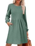 Zeagoo Womens Casual Sweater Dress Lantern Long Sleeve Dress with Pockets Tunic Dress to Wear with Leggings Womens Dress A-Line Dress Mint Green XL