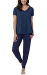 PajamaGram Womens Cotton Pajamas - PJ for Women, Navy Polka Dot, MD