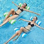 2 Pack Inflatable Pool Floats Adult Water Hammock,4-in-1 Multi-Purpose Floaties for Swimming Pool Rafts, Chair for Swimming Pool Lounge Beach Lake Water Sports