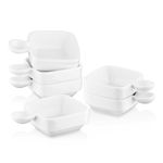 LOVECASA Porcelain Dip Bowls Set, 80ml Souffle Ramekins,Dessert Bowls Square Ramekins White Dishes Server Dishes for Baking BBQ Soy Ketchup Snacks, Set of 6