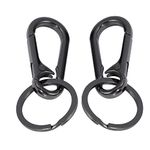 2 Pcs Metal Clip Keyring, Black Lobster Clasps Swivel Clips KeyChain Carabiner Keychain for Car Keys Men