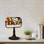 Tiffany Style Bankers Lamp-Stained 