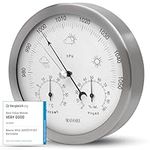 MAVORI® Weather Station Analogue - 3in1 Barometer, Hygrometer & Thermometer for Indoor and Outdoor- Ø 13,5cm Stainless Steel Frame with Acrylic Glass in Modern Design