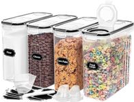 Skroam 4PCS Cereal Containers Storage [4L/135.2 oz], Airtight Food Storage Containers with Pour Spout for Kitchen & Pantry Organization Storage, Plastic Cereal Dispensers, Measuring Cup & 20 Labels