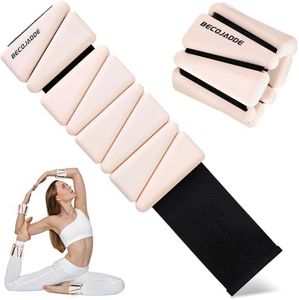 BECOJADDE Ankle Weights for Women Wrist Weights Set of 2 (2 lbs Each) Adjustable Arm Leg Weight for Womens Men Suitable for Walking Swimming Running Pilates Yoga Gym, Cream Beige