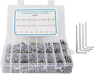 AETTL 660pcs M6 M5 M4 M3 Nuts and Bolts Assortment Kit, Metric Stainless Steel Assorted Machine Screws Set Allen Hex Socket Head with Flat Washers Wrenches