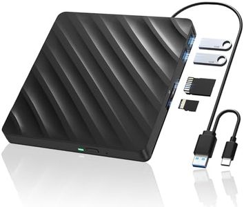 Wbacon 5-in-1 Bluray Laufwerk Extern Externer Bluray Brenner DVD Burner External Blu Ray Drive for Laptop with SD/TF Slot Compatible with Windows MacOS Linux (5-IN-1)