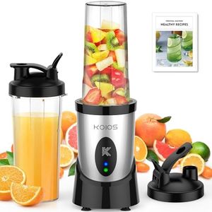 KOIOS Smoothie Blender, 900W Personal Blender for Shakes and Smoothies Kitchen with 2 No-BPA 22oz Portable Cups, Single Serve Smoothies Maker Mixer for Juices, Nutritious Recipe, Silver