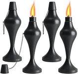 FAN-Torches 4 Pack Metal Table Top Torches, 18 oz Citronella Torches for Outside, Easy to Refill Citronella Flame Light Torch with Wicks and Covers, Landscape Lanterns Torches for Yard, Patio, Garden