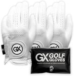 GX Golf Gloves 3-Pack | The Players Cabretta Premium Men's Leather Golf Glove – Precision Fit, Superior Grip, Long-Lasting Durability, Breathable Performance (Worn on Left (Right Handed Golfer), M)