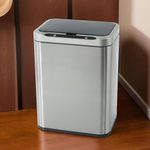 Kuber Industries 9L Stainless Steel Automatic Touchless Motion Sensor Dustbin | Quick Open, Soft Close Lid Garbage Bin for Kitchen & Bathroom | Indoor & Outdoor Trash Can