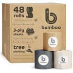 Bumboo Toilet Roll 48 Pack | Wrapped Toilet Paper 3 ply, 300 Sheets | Made from mixed fibres | Plastic-Free, Soft, Strong, Eco-Friendly & Biodegradable Toilet Tissue