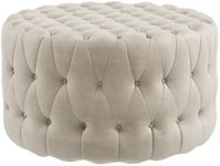 HOMCOM Round Ottoman, Velvet-Feel U