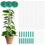 OFFCUP Moss Pole, 6pcs Plastic Moss Pole, Plastics Stackable Plant Poles Coir Totem Pole for Indoor Plants Climbing, with Labels and Hook and Loop Fastener, Moldproof Sticks Support (White)