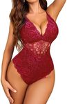Avidlove Red Lingerie for Women Valentines Day Womens Lingeries Bodysuit Lace Body Suits One Piece Teddy Red, XS