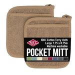 Ritz Pot Holders, Cotton, Mocha Brown, Pocket Mitt-2 pk