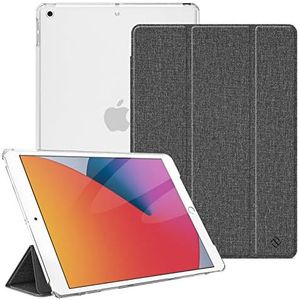 Fintie Funda Compatible con iPad 10,2" 2021/2020/2019 (9.ª, 8.ª y 7.ª Generación) - Trasera Transparente Mate Carcasa Ligera con Soporte y Auto-Reposo/Activación, Gris